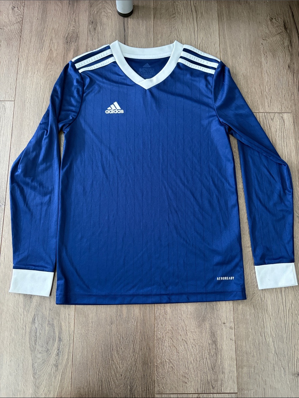 adidas Boy’s Long-Sleeve Blue Jersey with White Accents. Size 11/12